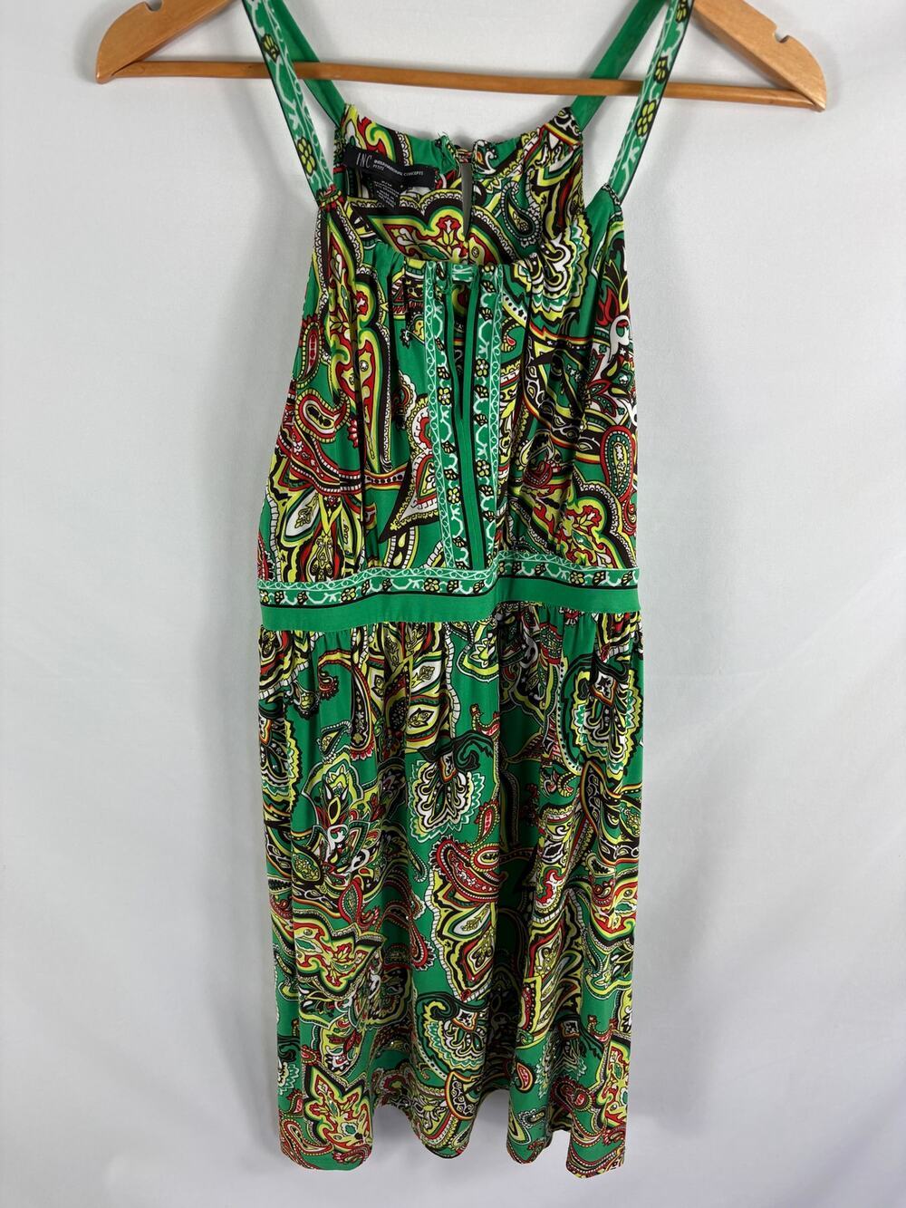 INC International Concepts Green Patterned Dress Size PM